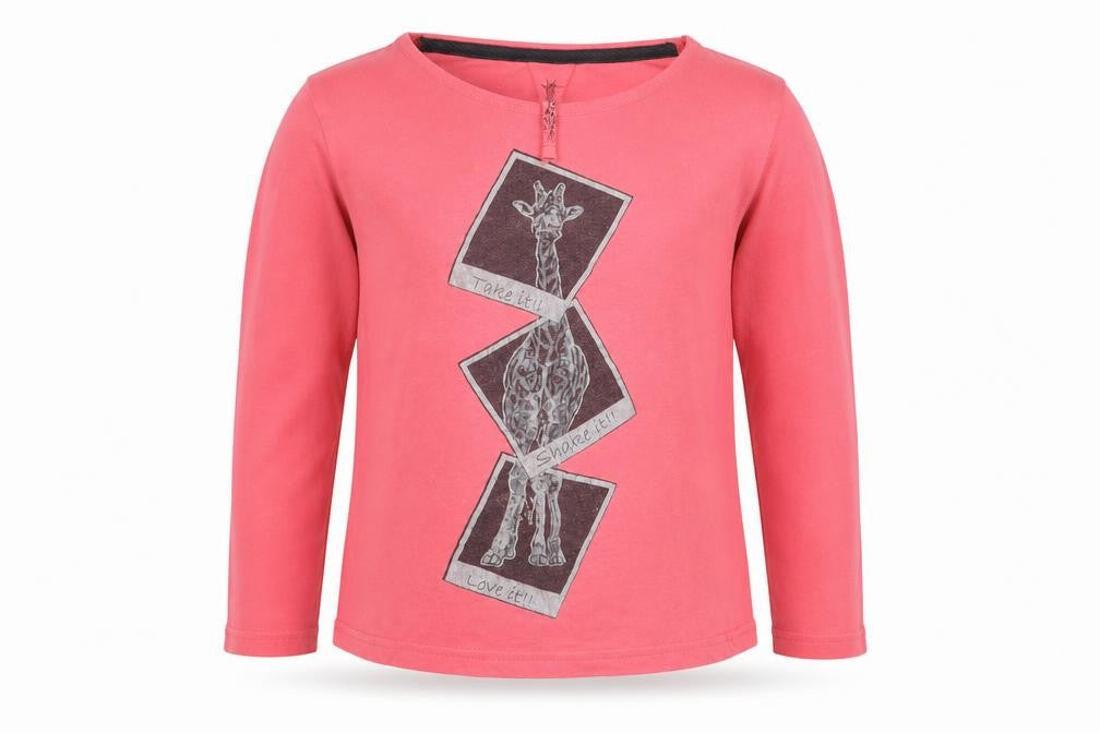 Front view of girl2girl girls’ pink basic t-shirt, size 5-6, years