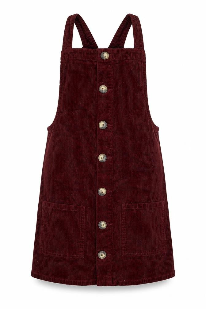 Denim Co. Womens Red  Velvet Pinafore/Dungaree Dress  Size 6