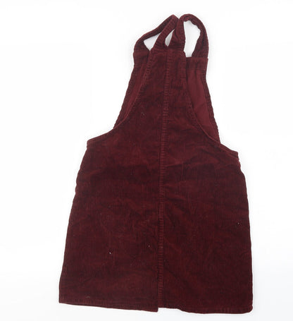 Denim Co. Womens Red  Velvet Pinafore/Dungaree Dress  Size 6