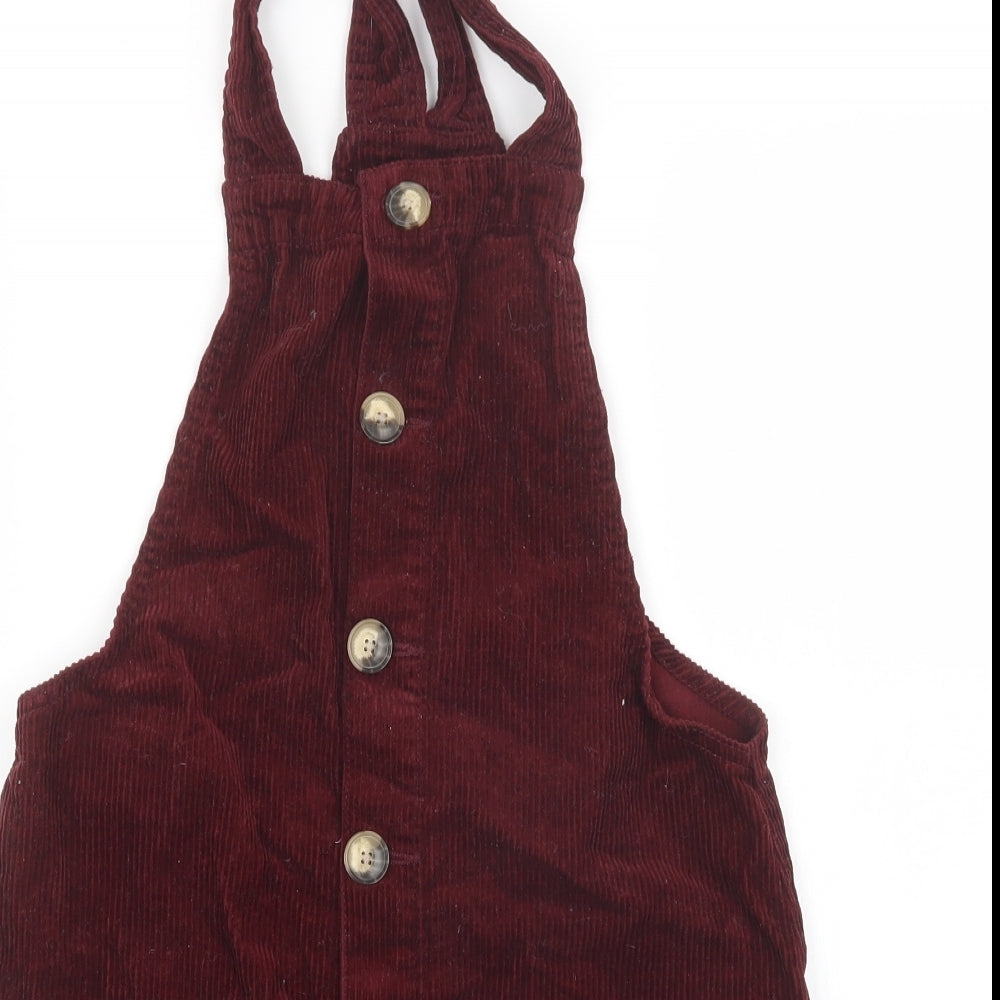 Denim Co. Womens Red  Velvet Pinafore/Dungaree Dress  Size 6
