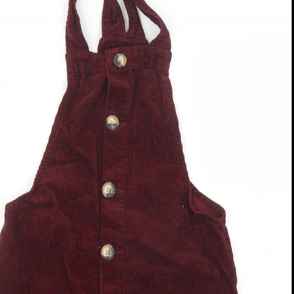Denim Co. Womens Red  Velvet Pinafore/Dungaree Dress  Size 6