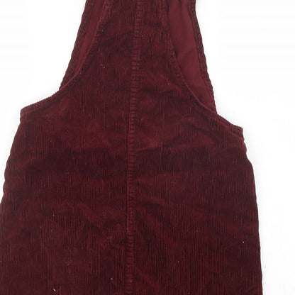Denim Co. Womens Red  Velvet Pinafore/Dungaree Dress  Size 6