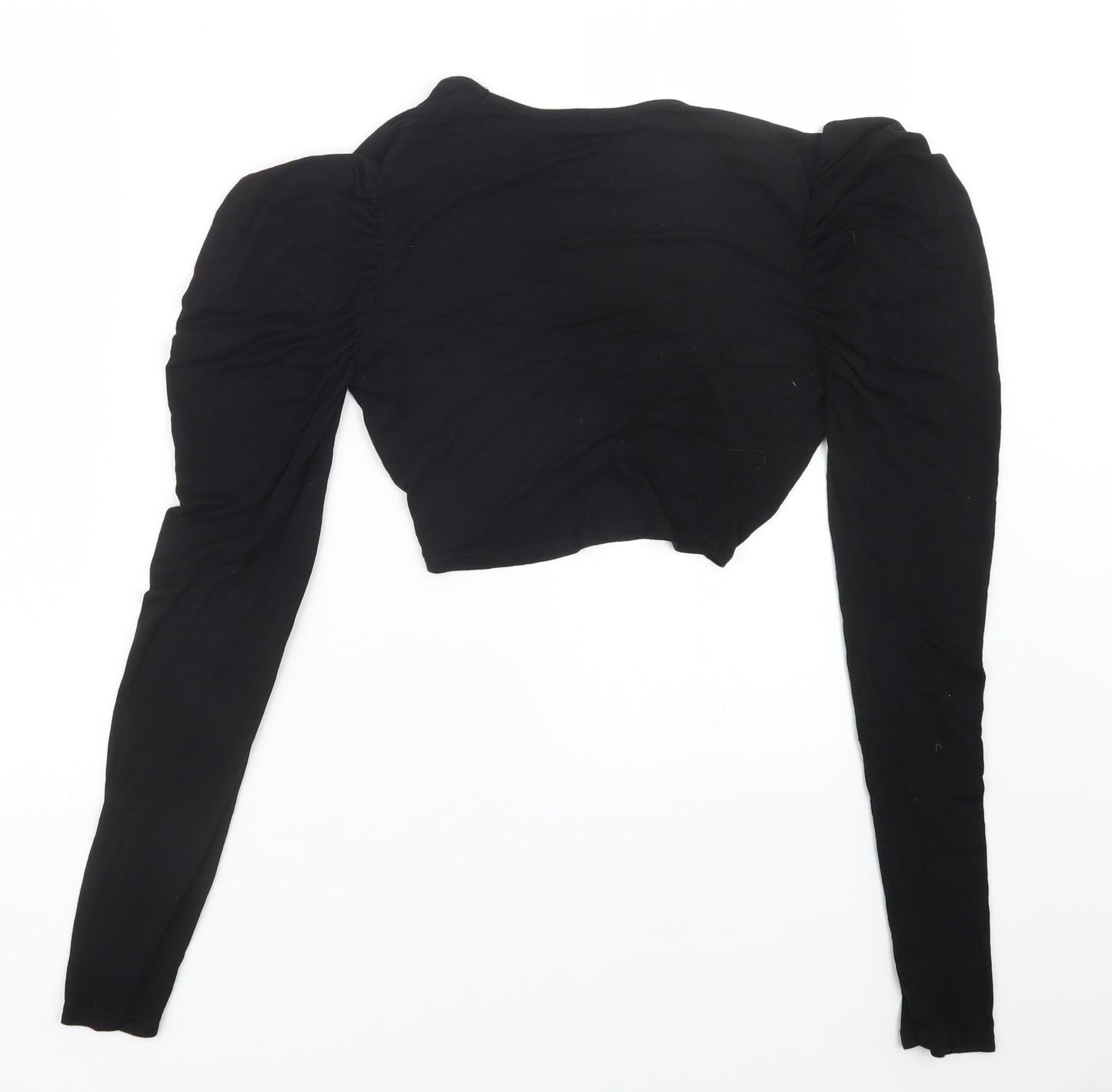 Womens UK Size 8 PRETTYLITTLETHING Black Cropped T-Shirt