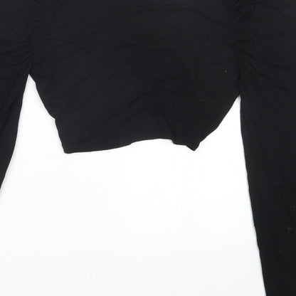 Womens UK Size 8 PRETTYLITTLETHING Black Cropped T-Shirt