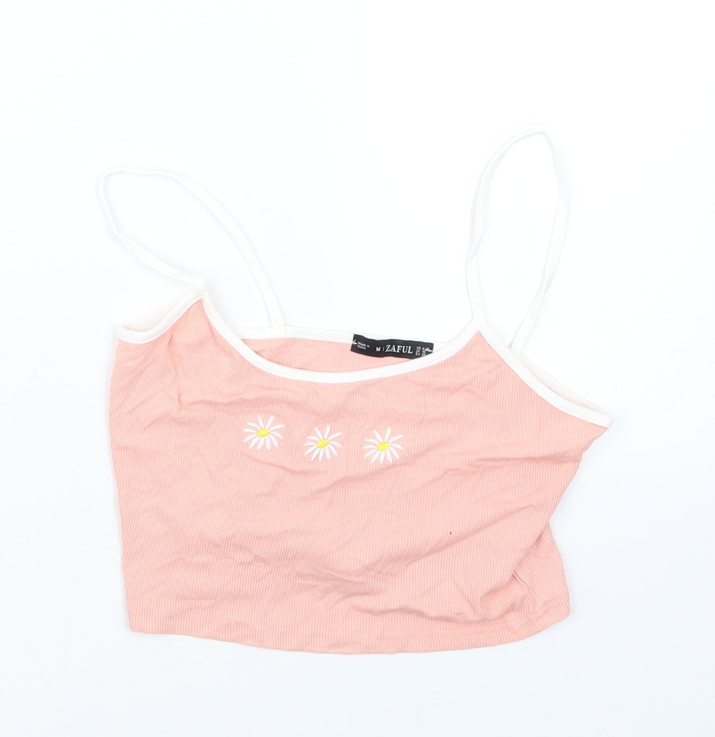 Womens UK Size 10 Zaful Pink Cropped T-Shirt