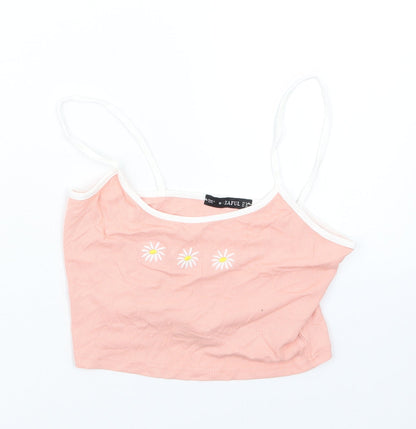 Womens UK Size 10 Zaful Pink Cropped T-Shirt