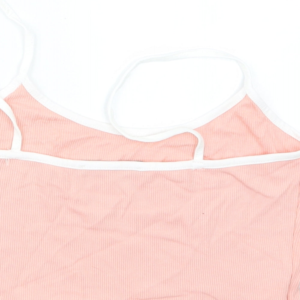 Womens UK Size 10 Zaful Pink Cropped T-Shirt