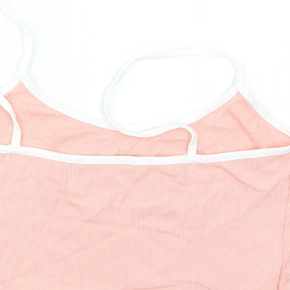 Womens UK Size 10 Zaful Pink Cropped T-Shirt