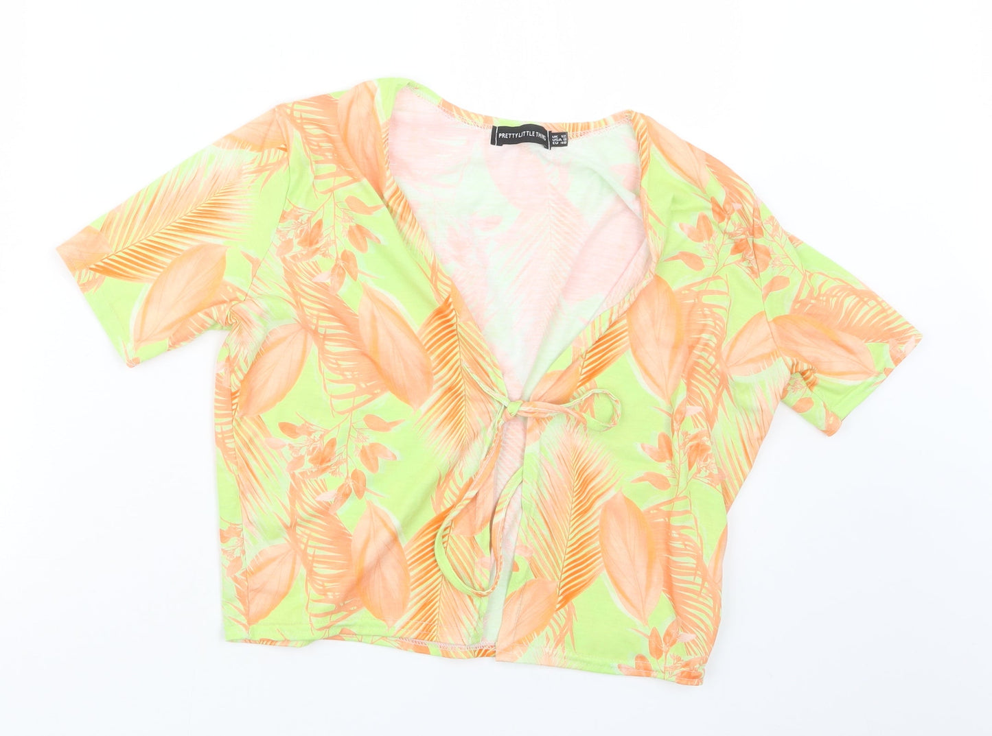 Womens UK Size 12 PRETTYLITTLETHING Yellow Cropped T-Shirt