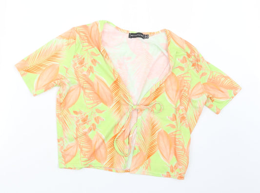 Womens UK Size 12 PRETTYLITTLETHING Yellow Cropped T-Shirt