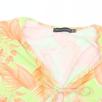 Womens UK Size 12 PRETTYLITTLETHING Yellow Cropped T-Shirt