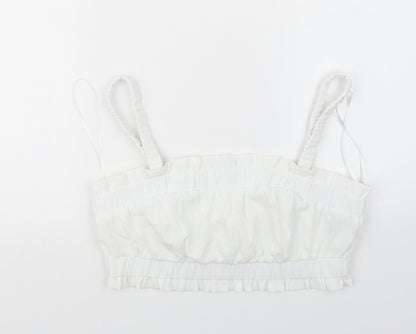 Womens UK Size M H&M White Cropped T-Shirt