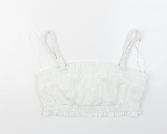 Womens UK Size M H&M White Cropped T-Shirt