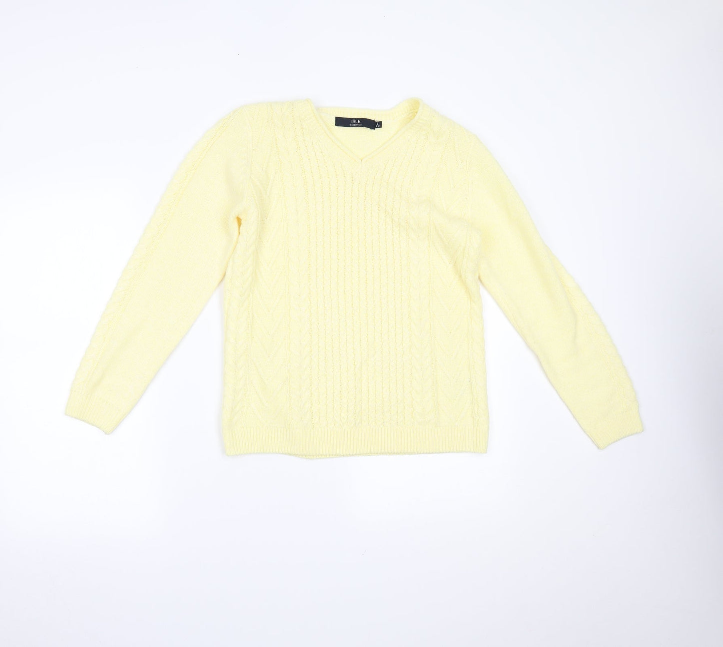 Womens UK Size S Isle Essentials Yellow Pullover Jumper