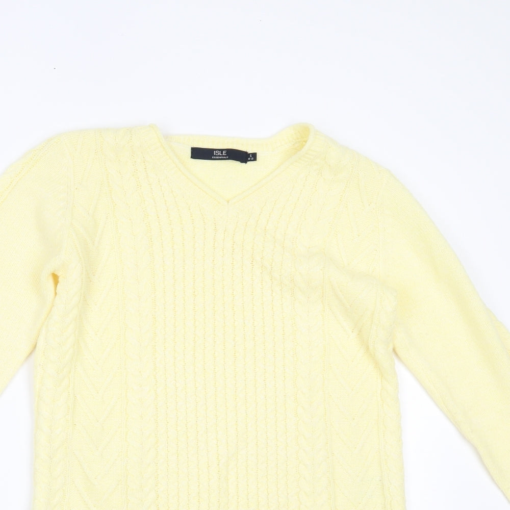 Womens UK Size S Isle Essentials Yellow Pullover Jumper