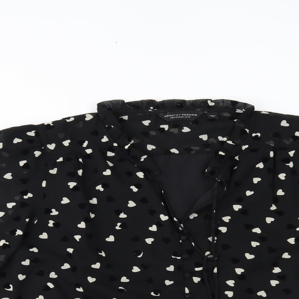 Womens UK Size 10 Dorothy Perkins Black Basic Blouse