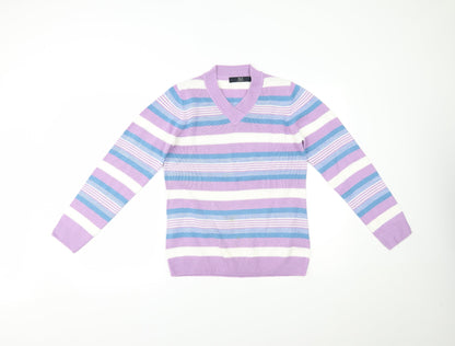 Isle Essentials Womens Multicoloured Striped  Pullover Jumper Size S