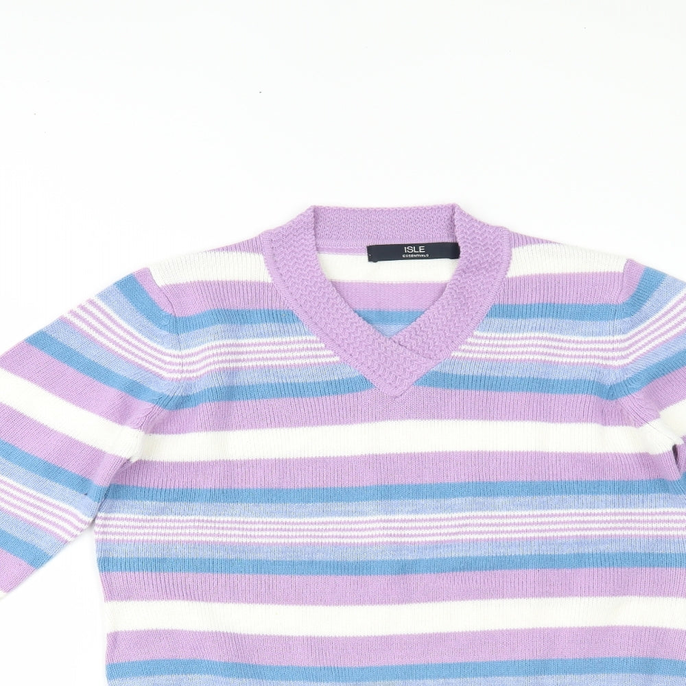 Isle Essentials Womens Multicoloured Striped  Pullover Jumper Size S