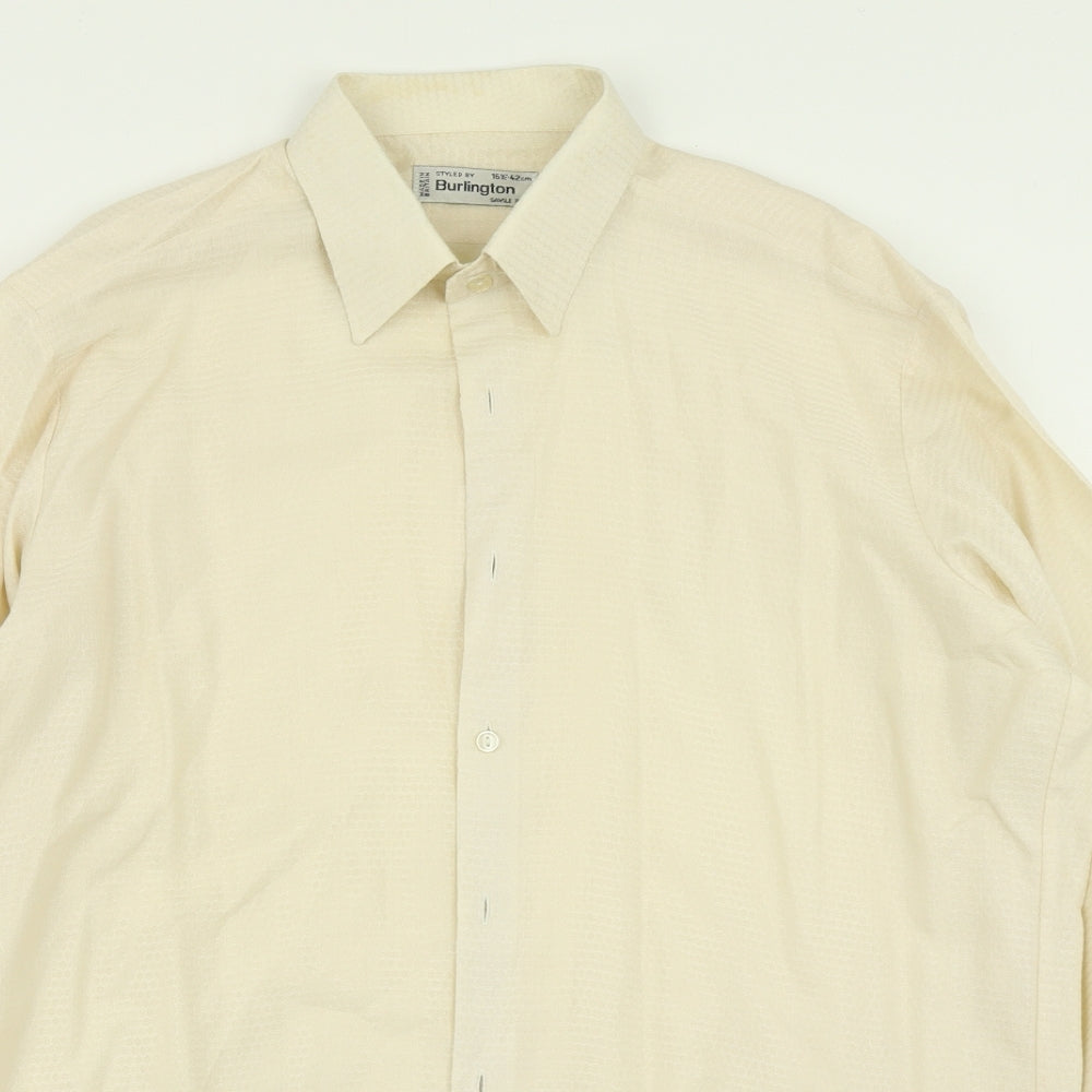 Mens UK Size 16.5 Burlin Beige  Button-Up Long Sleeve Casual Shirt