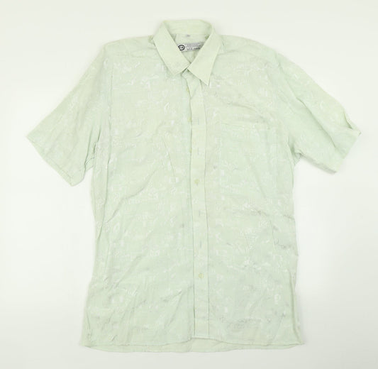 Mens UK Size L C&A Green  Button-Up Short Sleeve Casual Shirt