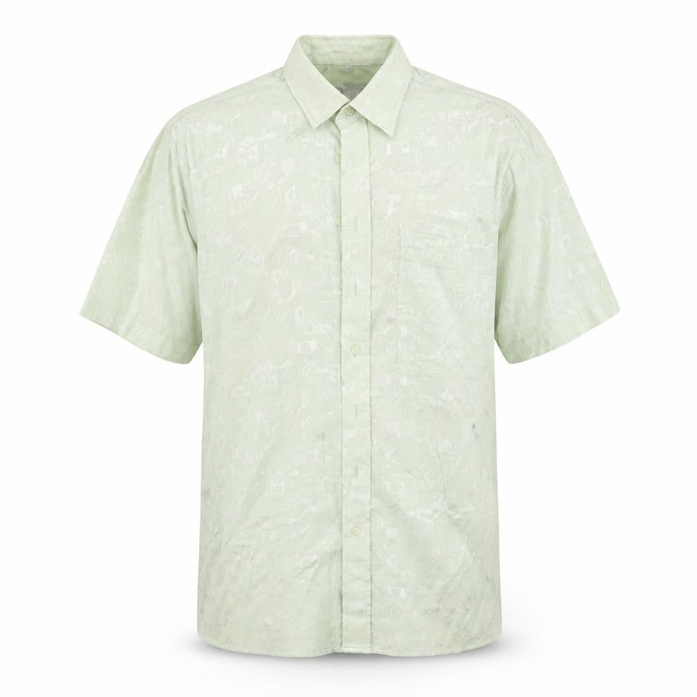 Mens UK Size L C&A Green  Button-Up Short Sleeve Casual Shirt
