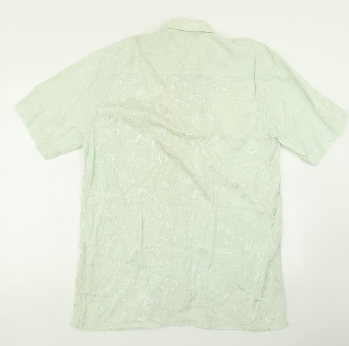 Mens UK Size L C&A Green  Button-Up Short Sleeve Casual Shirt