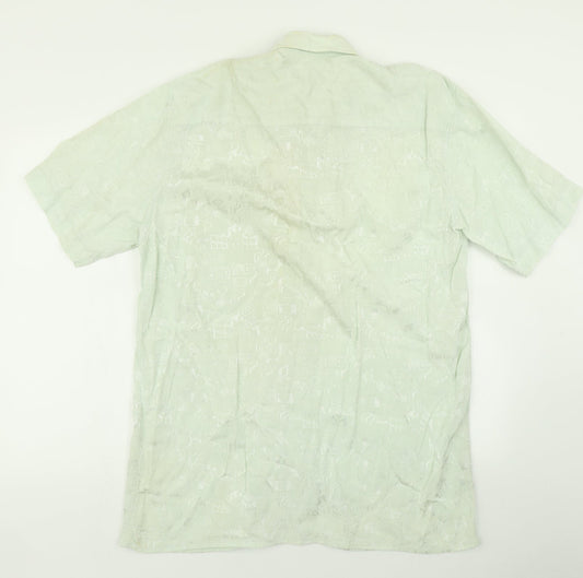 Mens UK Size L C&A Green  Button-Up Short Sleeve Casual Shirt