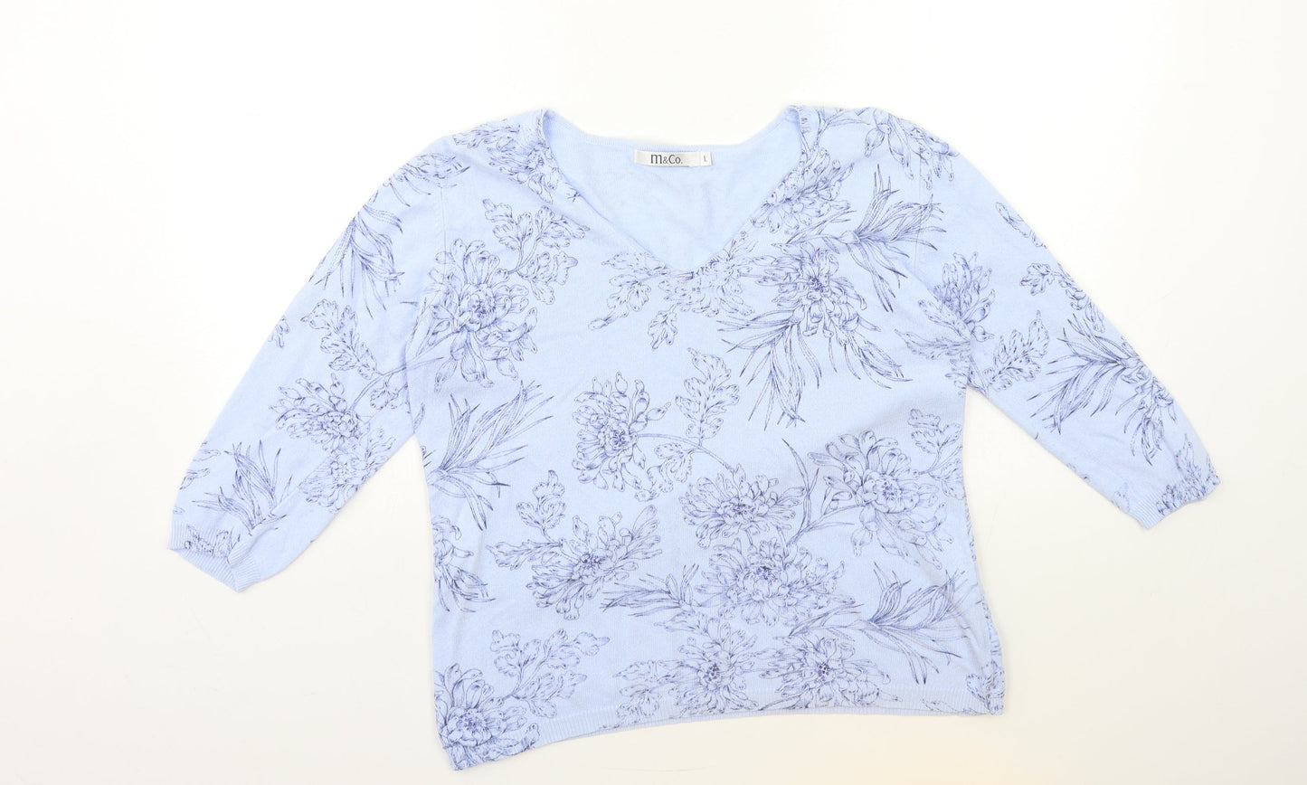 Womens UK Size L M&Co Blue Pullover Jumper