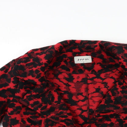 Soon Womens Red Floral  Overcoat Coat Size 14