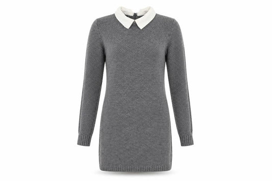 Front view of Atmosphere women’s grey knit jumper dress, size UK 8