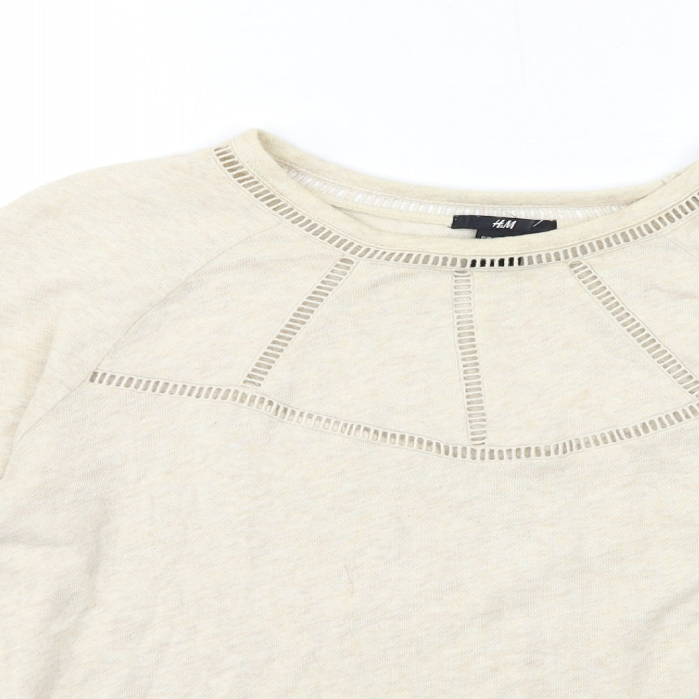 H&M Womens Beige   Pullover Sweatshirt Size S
