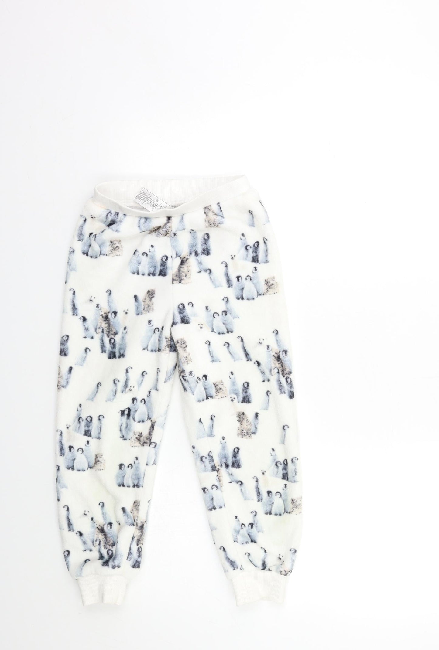 Marks and Spencer Girls White Geometric Fleece Top Lounge Pants Size 6 Years