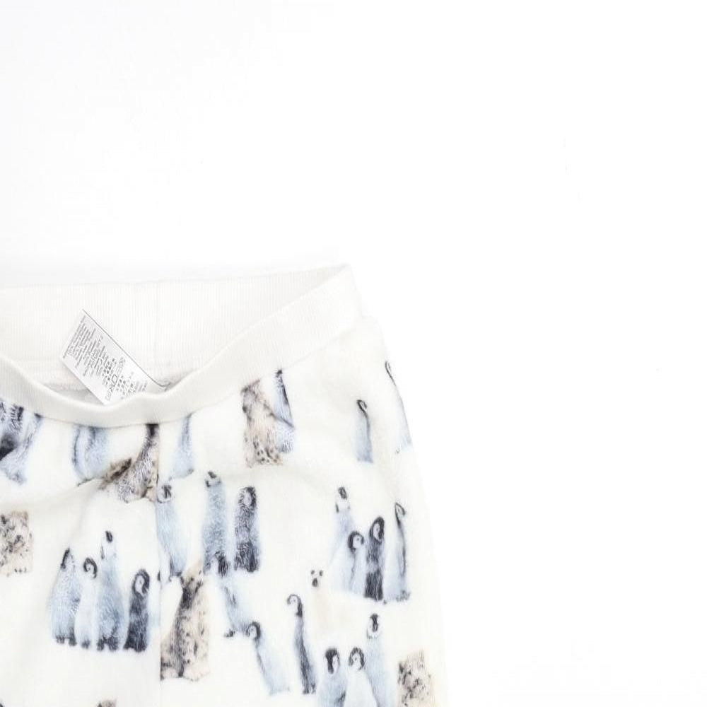 Marks and Spencer Girls White Geometric Fleece Top Lounge Pants Size 6 Years
