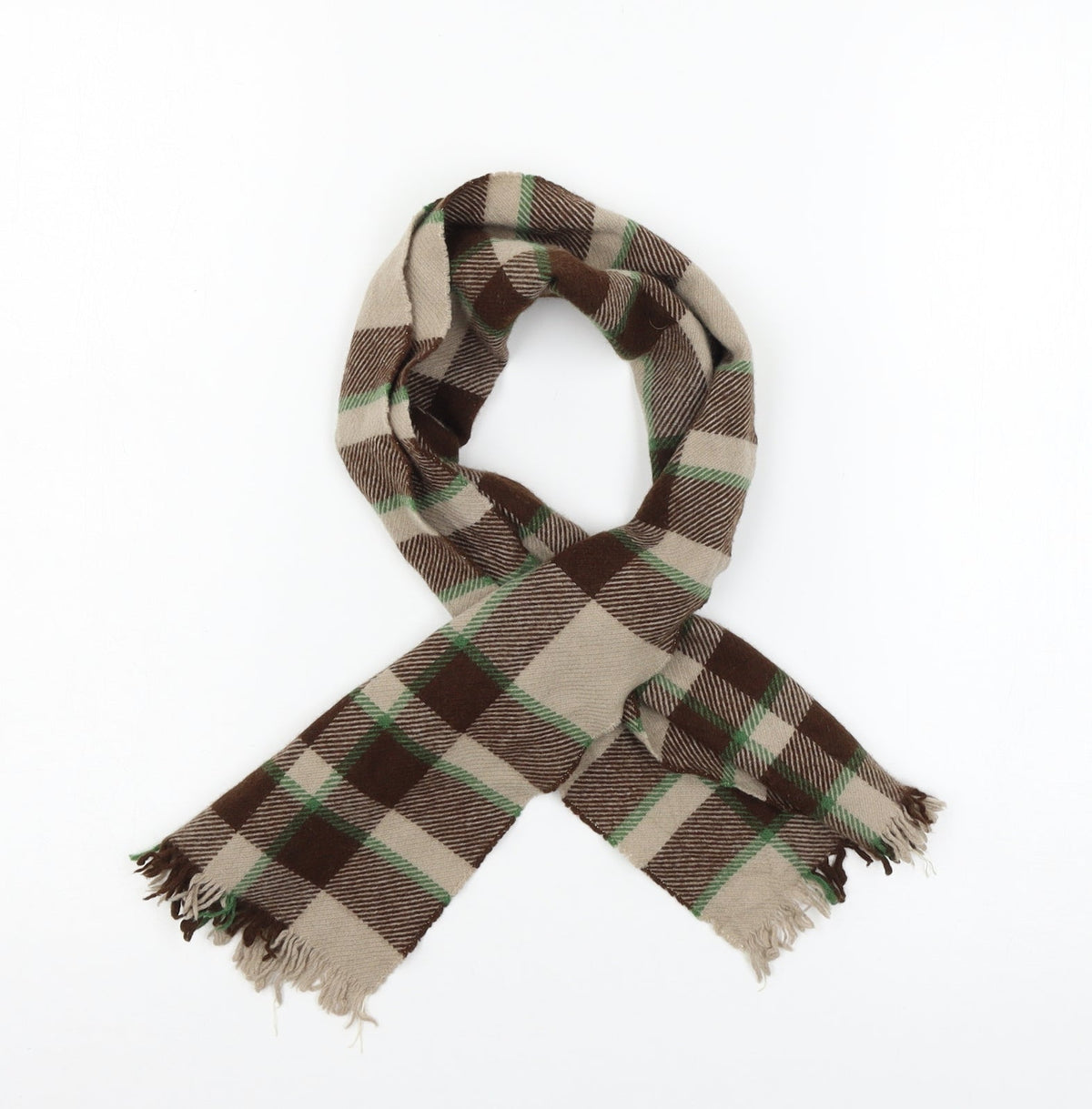 Preworn Womens Brown Check Knit  Scarf