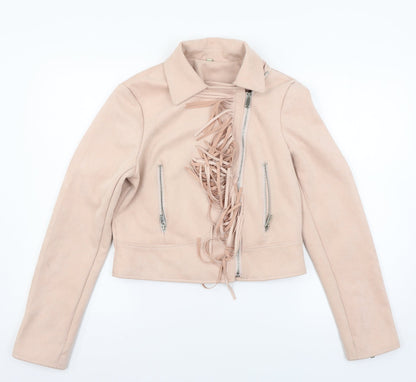 Preworn Girls Pink   Jacket Coat Size XL  - fringe detail