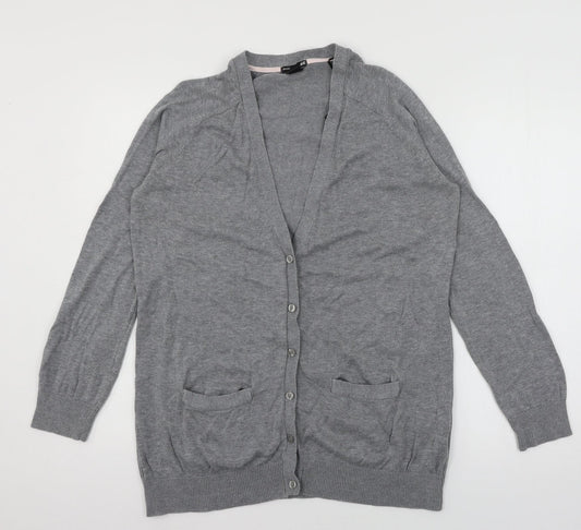 Womens UK Size M H&M Grey Cardigan Jumper
