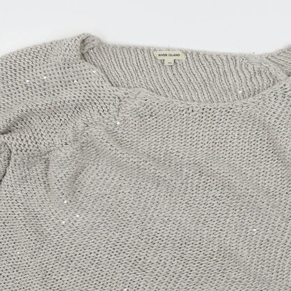 River Island Womens Grey  Knit Pullover Jumper Size 10