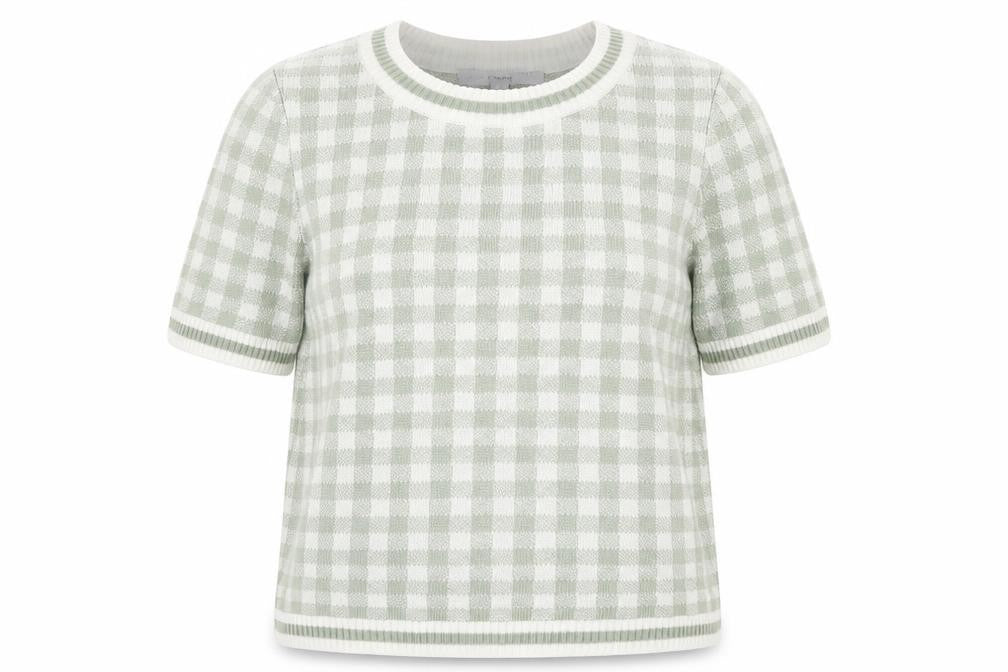 Next Womens Green Check Knit Pullover Jumper Size XS