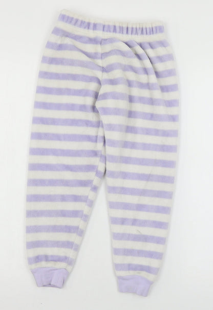 Marks and Spencer Girls Purple Striped Microfibre Capri Pyjama Pants Size 7-8 Years