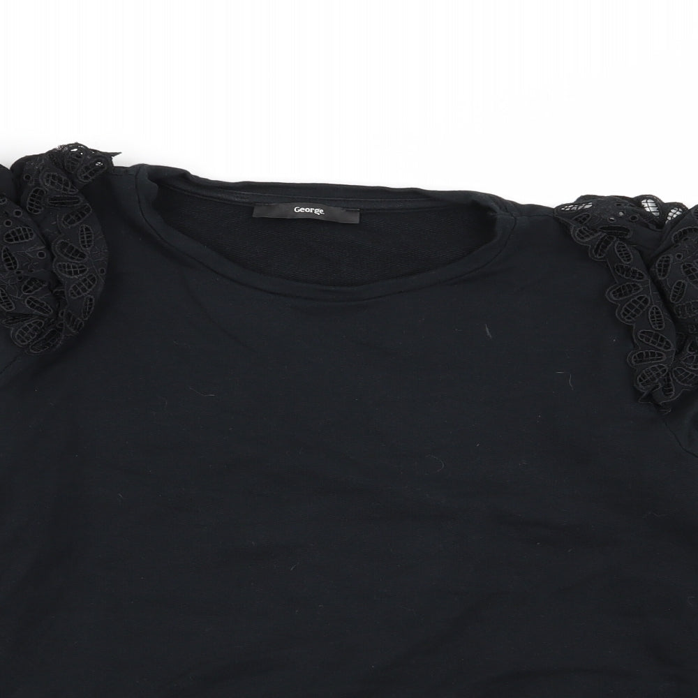 Asda George Womens Black Floral  Pullover Jumper Size M