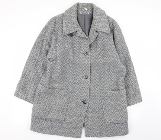 Womens UK Size 16 Preworn Grey Overcoat