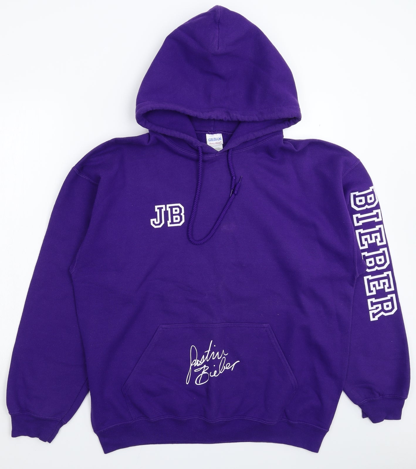Mens UK Size L Gildan Purple Pullover Hoodie