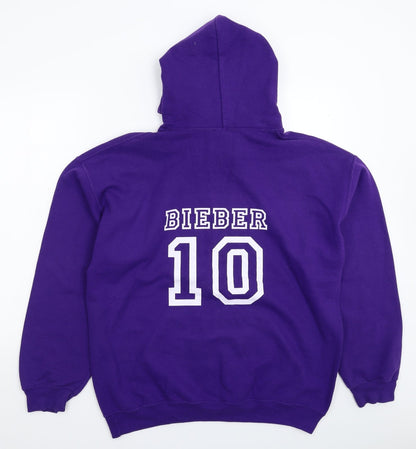 Mens UK Size L Gildan Purple Pullover Hoodie