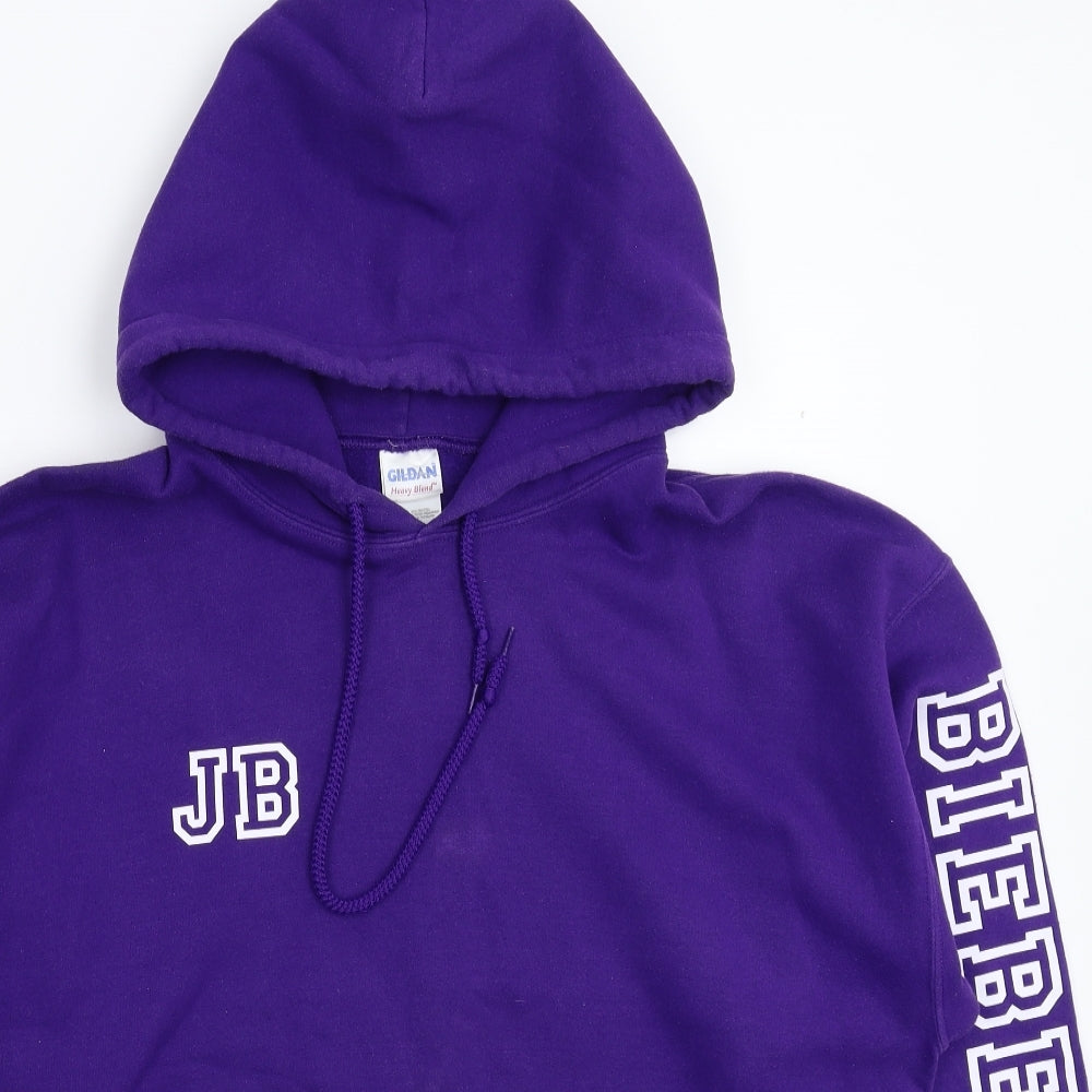 Mens UK Size L Gildan Purple Pullover Hoodie