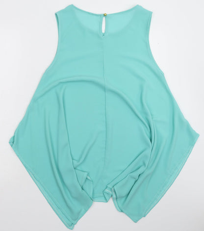 Womens UK Size One Size Preworn Green Basic Blouse