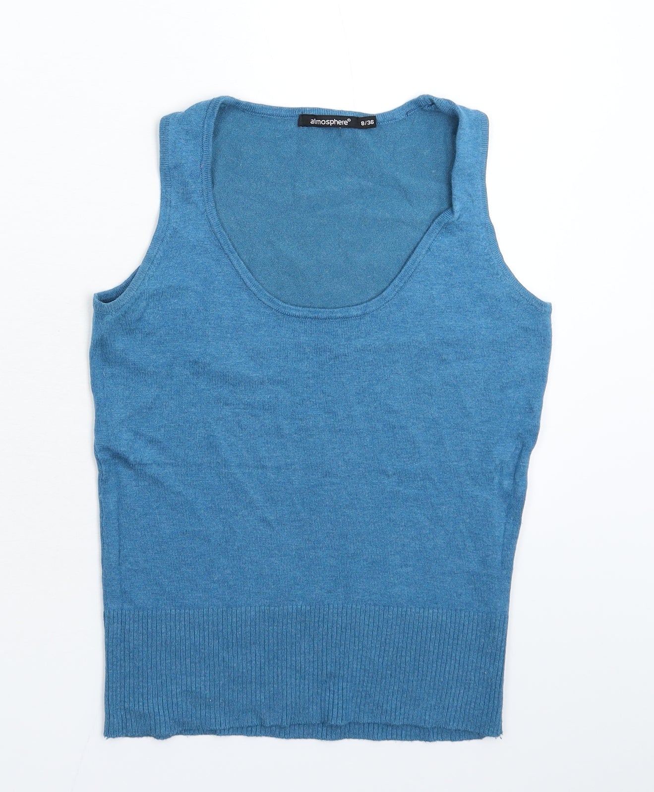 Atmosp Womens Blue  Knit Basic Tank Size 8