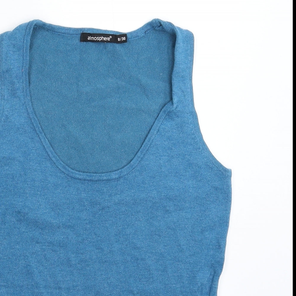 Atmosp Womens Blue  Knit Basic Tank Size 8
