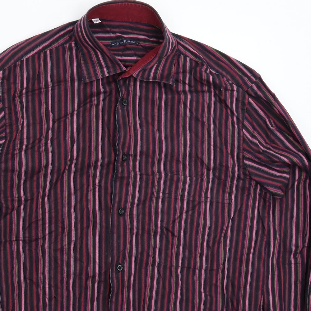 Andrea Toscani Mens Multicoloured Striped   Dress Shirt Size 15.5