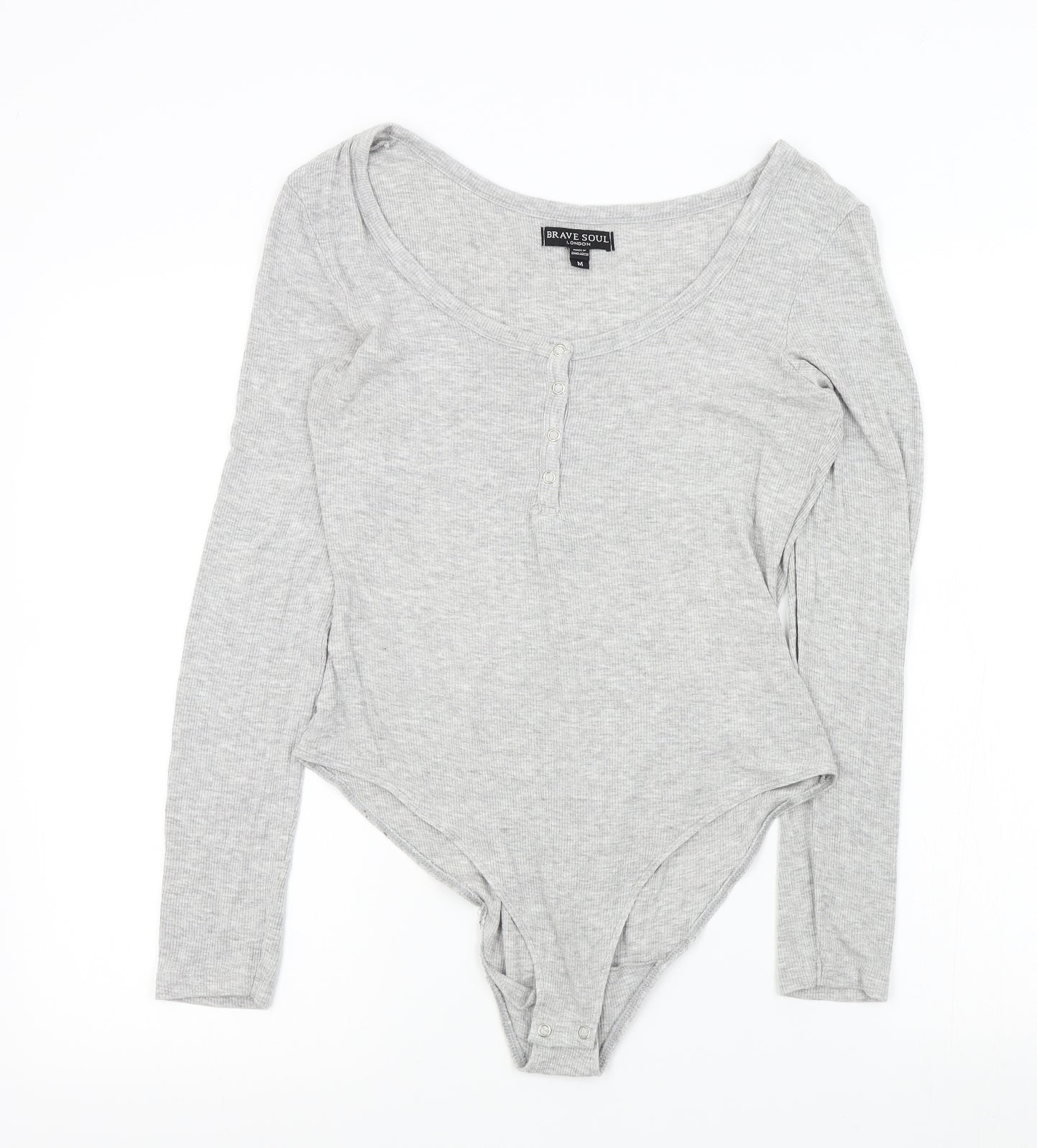 Brave Soul Womens Grey Colourblock  Bodysuit One-Piece Size M