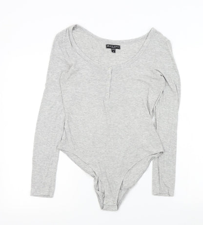 Brave Soul Womens Grey Colourblock  Bodysuit One-Piece Size M